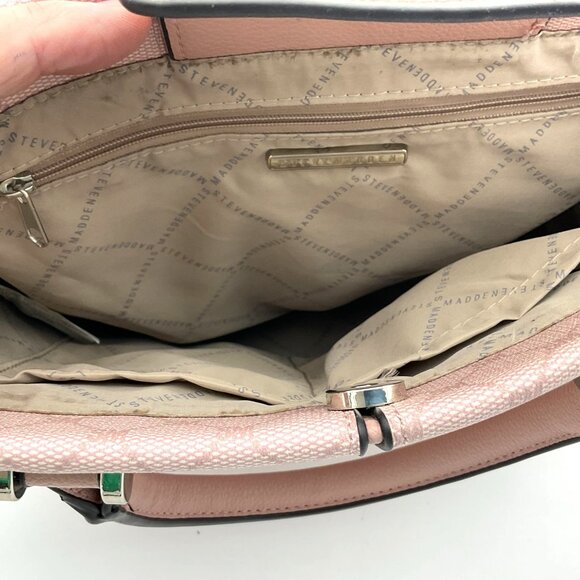 Steve Madden Crossbody Pink Faux Leather Logo BKIA Shopper Bag Straps & Handles - Picture 9 of 10